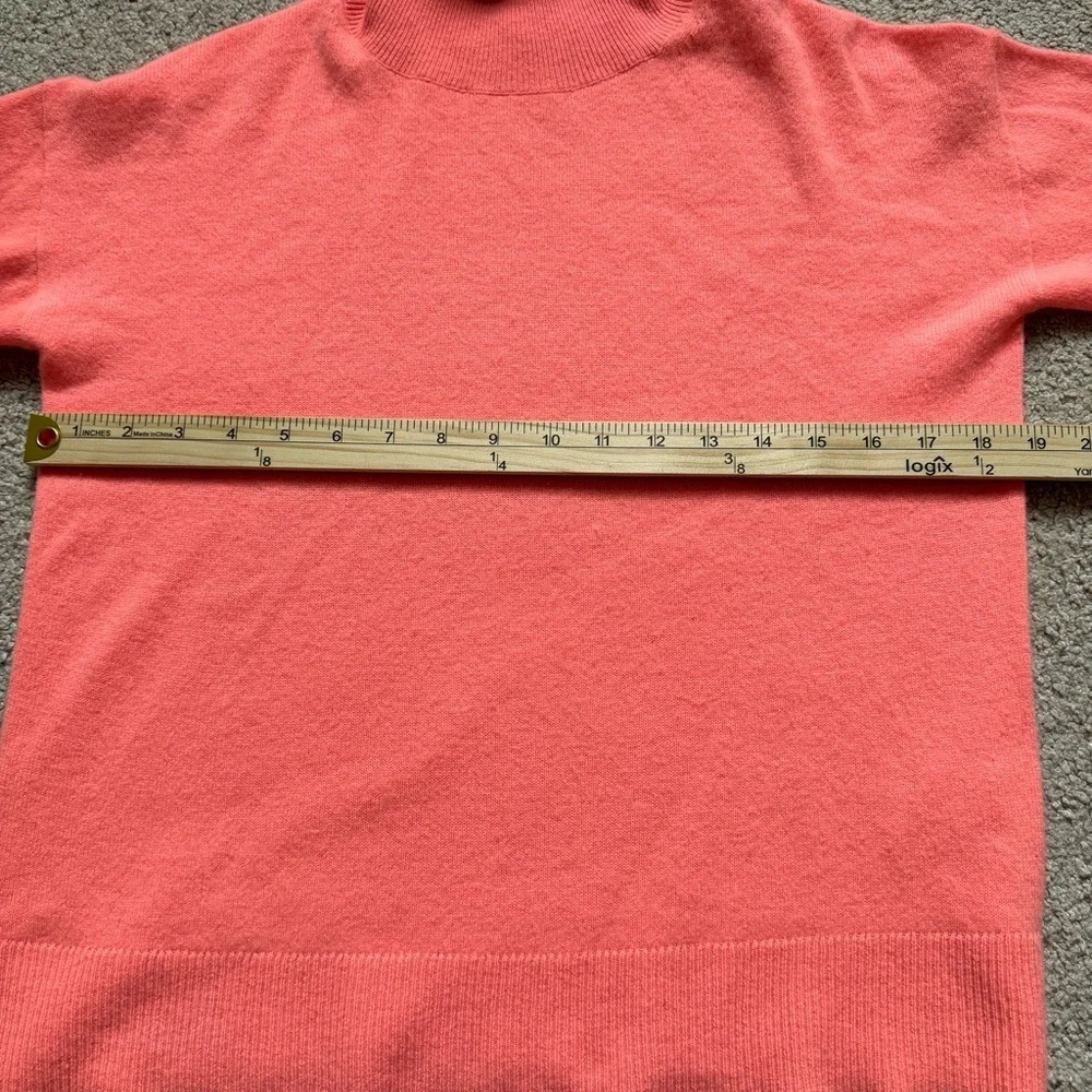J. Crew 100% Cashmere Sweater Size XS Turtleneck Coral Bright Neon